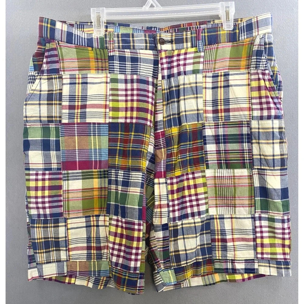 Vintage Polo Ralph Lauren Mens 38 Prospect Patchwork Madras Shorts Multi Plaid